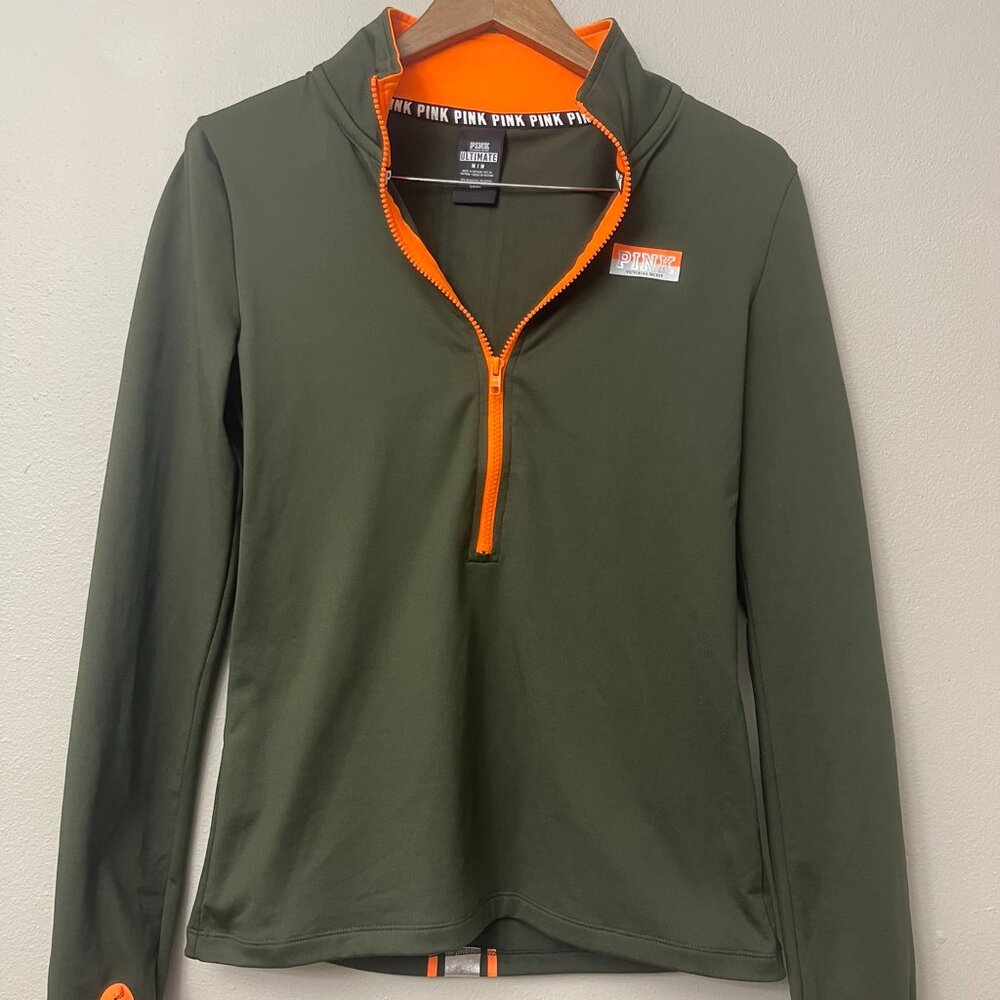 Pink Victoria's Secret Olive Green Orange Zippered Jacket Medium